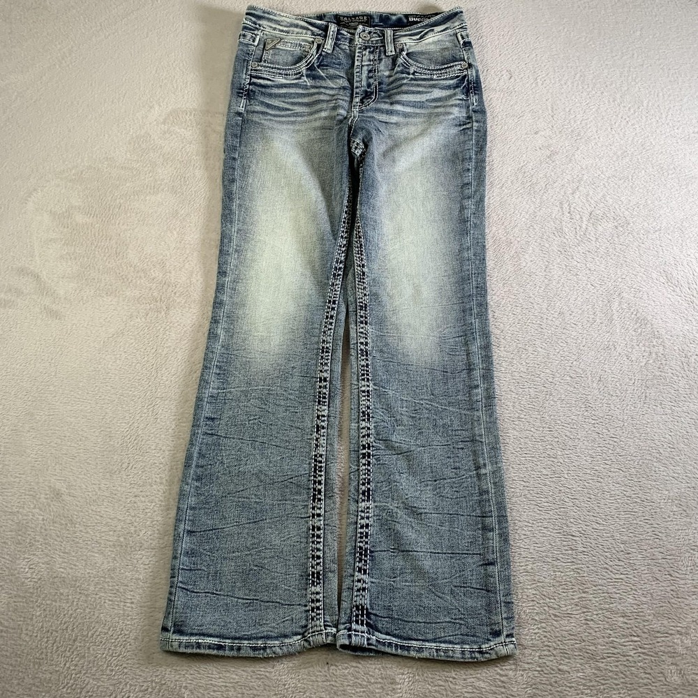 Salvage Supply Co Chaos Boot Jeans Teens 16R Light Wash Mid Rise Bootcut Stretch